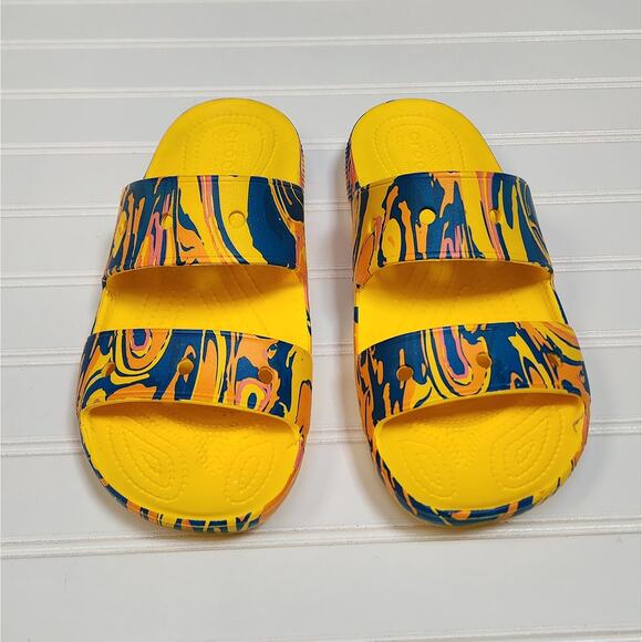 Crocs Classic Unisex Adults Marbled Slide Sandals Size 7 Men\'s/9 Women\'s Yellow main image 7